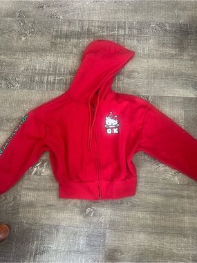 Aeropostale Red Zip-Up Hoodie with Front Character Patch